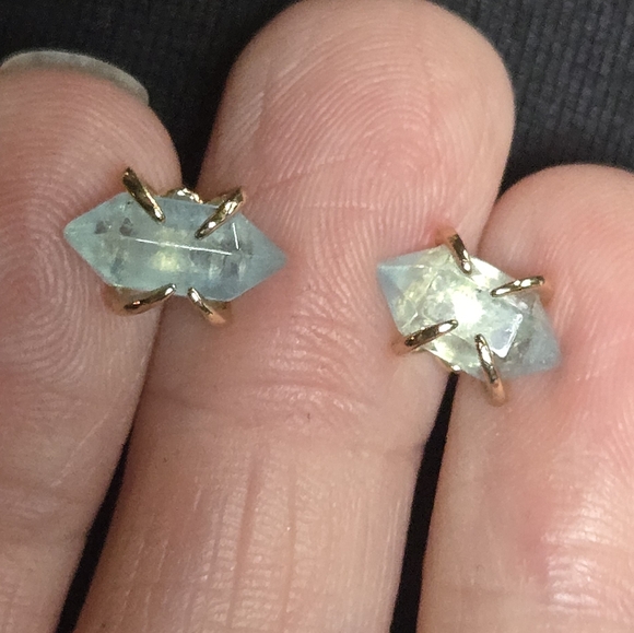 Aquamarine 4K Natural Points Sterling & Gold Earrings - Picture 5 of 6